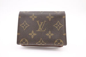 Louis Vuitton Authentic Monogram Bi-fold Card Wallet Pouch Leather Canvas Brown